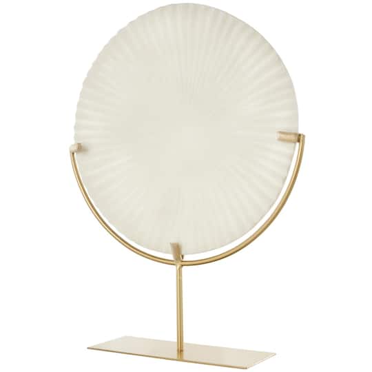 19" Cream & Gold Circle Disk Decorative Sculpture